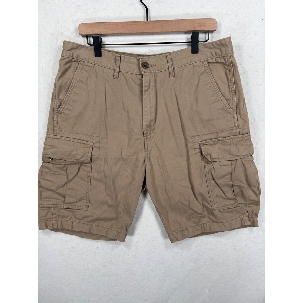 Levi Strauss & Co Mens Cargo Shorts Tan Khaki Cotton Twill Multi Pocket 35x9